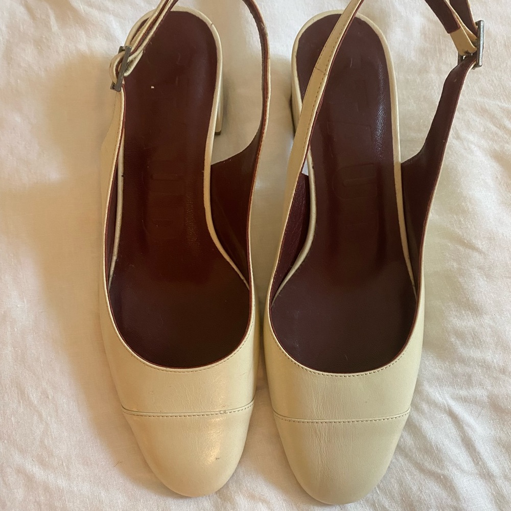 Staud cream white slingbacks